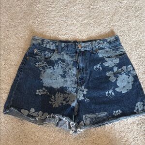 Urban Outfitters Blue Floral Jean Shorts
